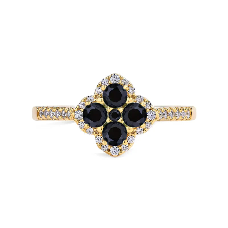 Moissanite Pave Clover Ring - 18k Gold