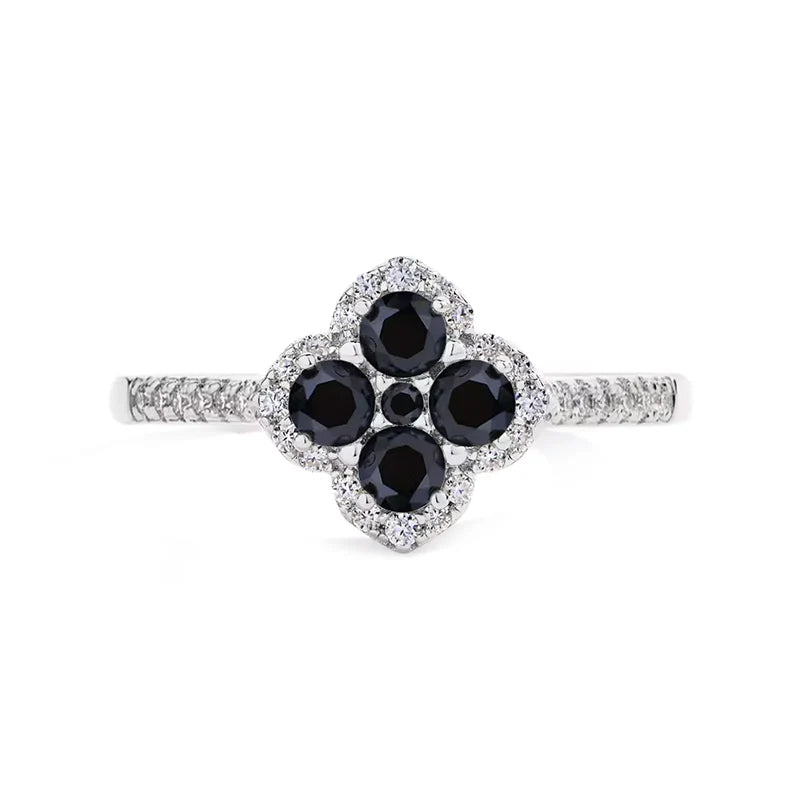 Moissanite Pave Clover Ring - 18k Gold
