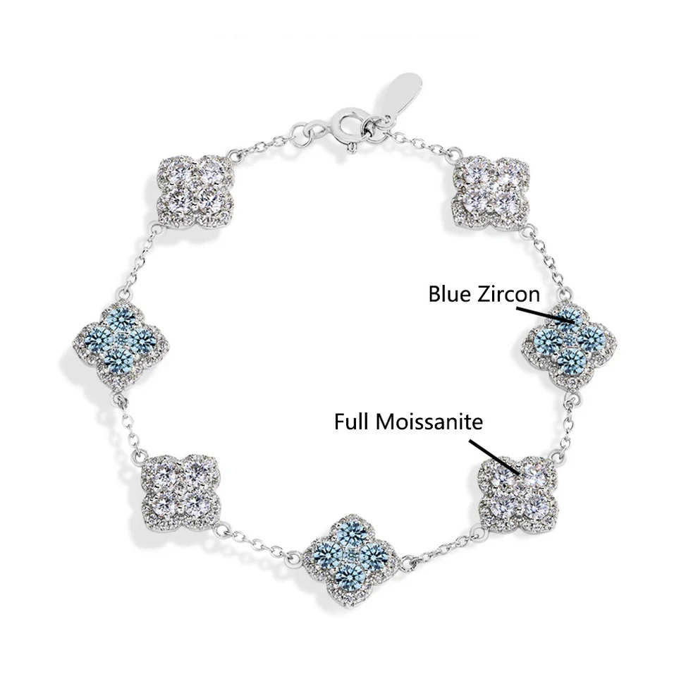 Moissanite Clover Bracelet - 18k Gold