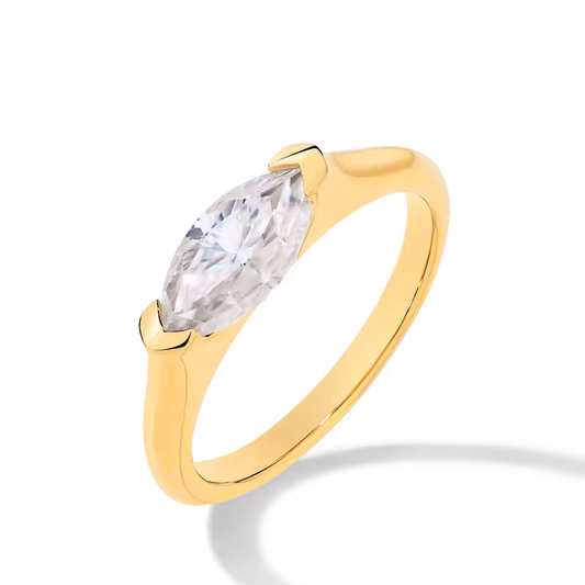 Marquise Diamond Moissanite Ring - 1CT 18k Gold