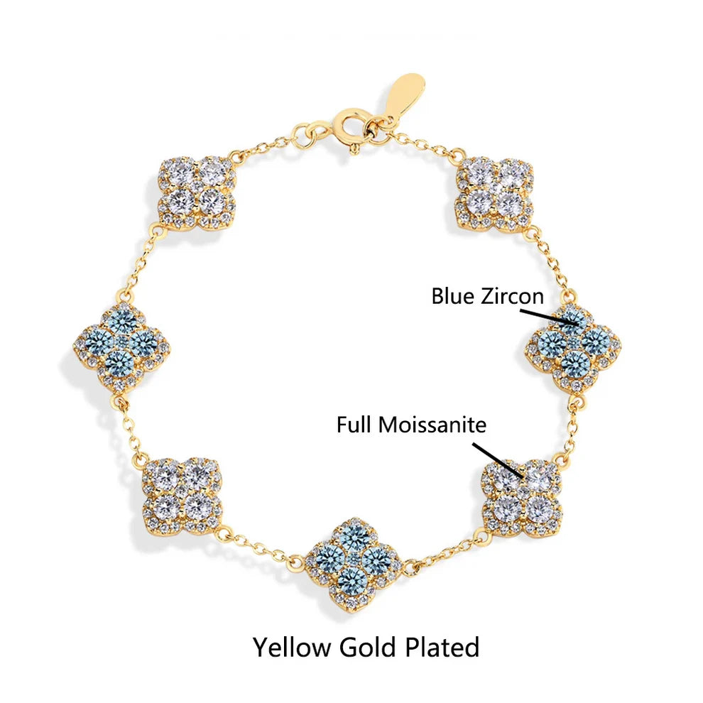 Moissanite Clover Bracelet - 18k Gold